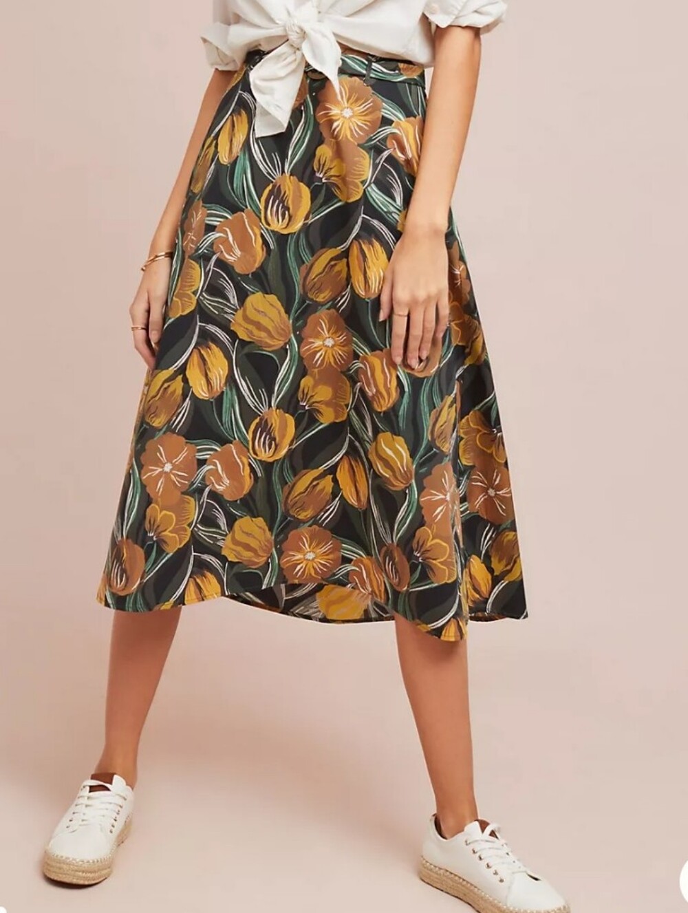 Corey Lynn Calter Anthropologie Fosteriana Tulip Pleated Midi Skirt Small Belted